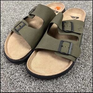 Quicksilver Embark Shoes Men 11 Green Sandals Canvas Olive Army Double Strap
